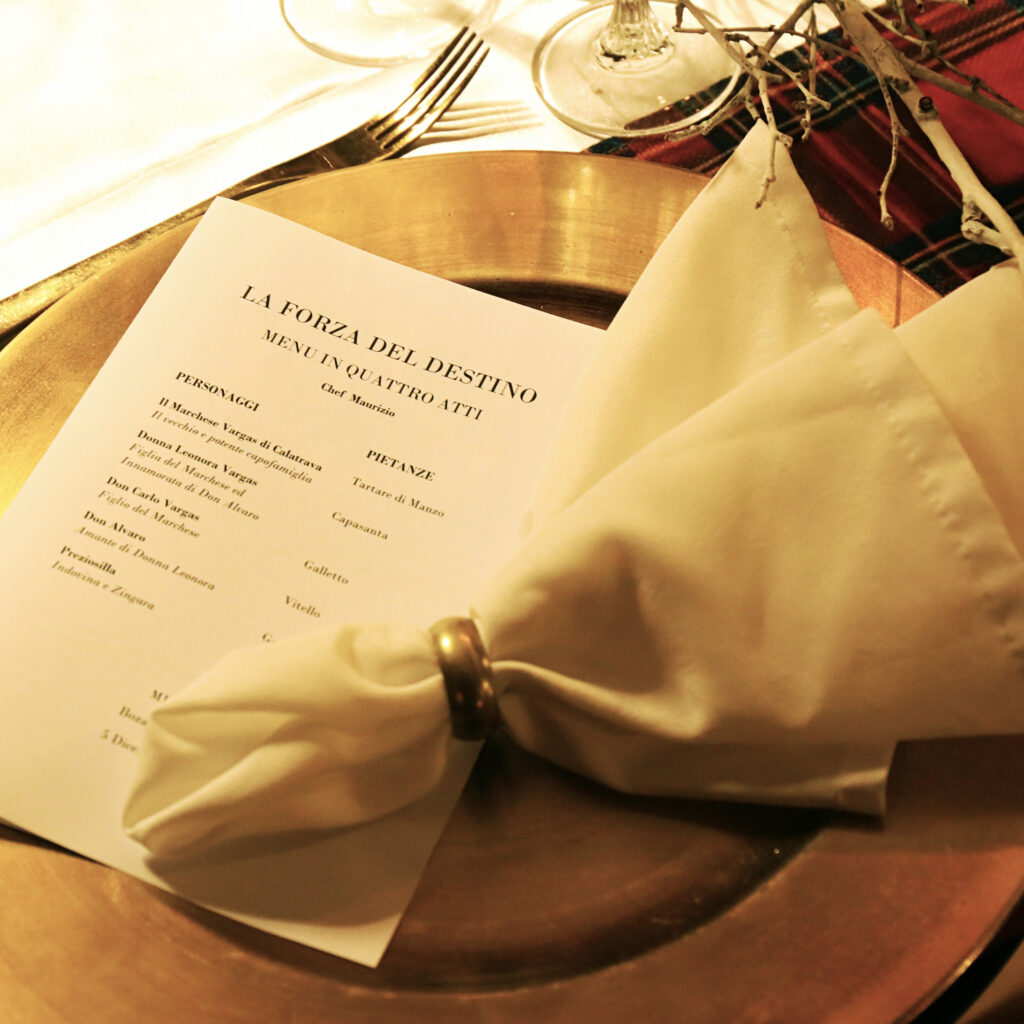 Bozart Club '80 Menu della Cena per la prima del Teatro alla Scala